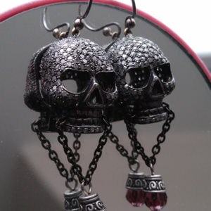 Sterling and Diamond Skull Earrings